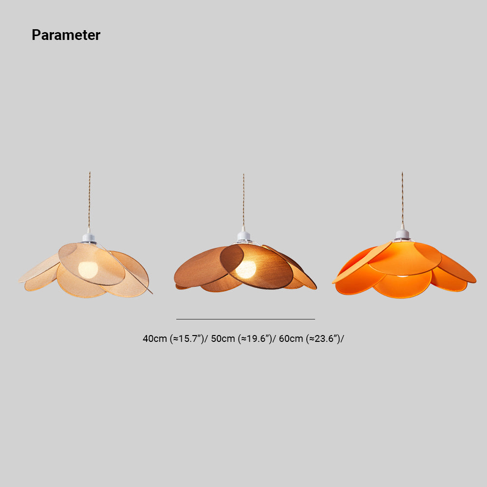 Ritta Suspension Petale Contemporain, Metal/Tissu, Orange/Marron/Beige, Salon