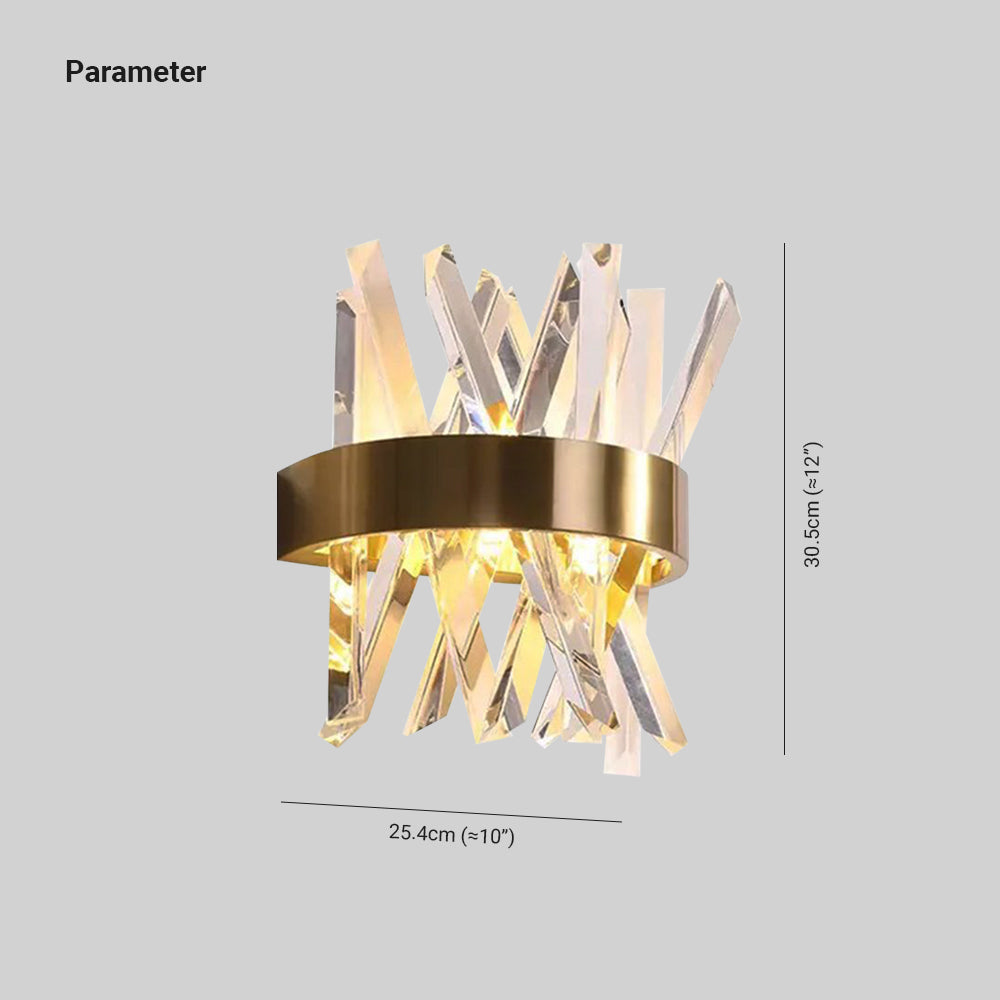 Kristy Applique Murale Luxueux LED Moderne Métal Cristal Or Chambre à Coucher/Salon
