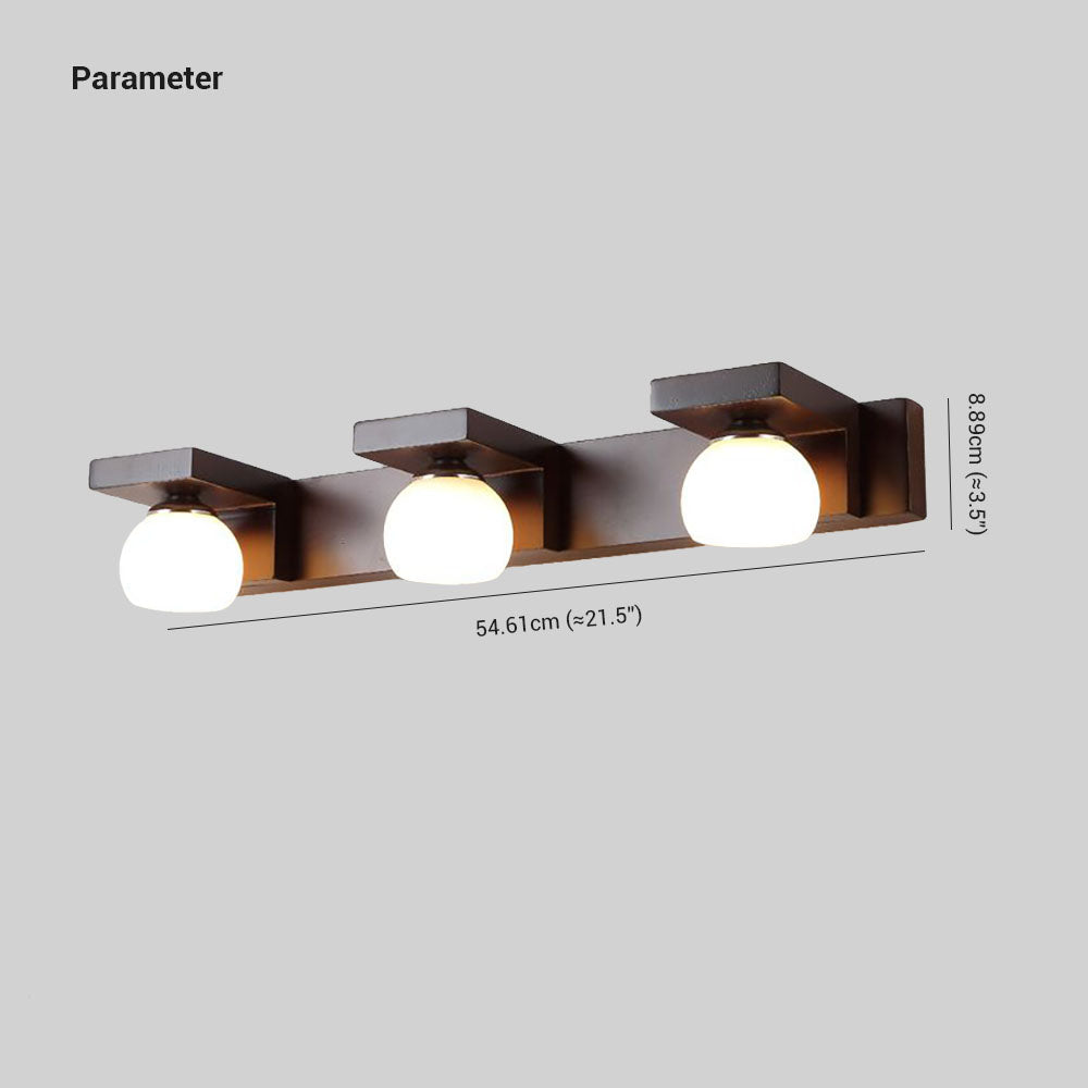 Muto Applique Murale à Miroir Intérieur Ronde Vintage LED Bois/Verre Burn Salle de Bain
