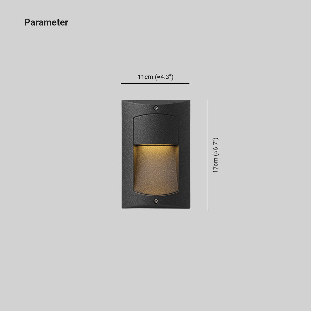Ray Éclairage Escalier Extérieur Rectangulaire Simple, Métal/Acrylique, Noir, Escalier