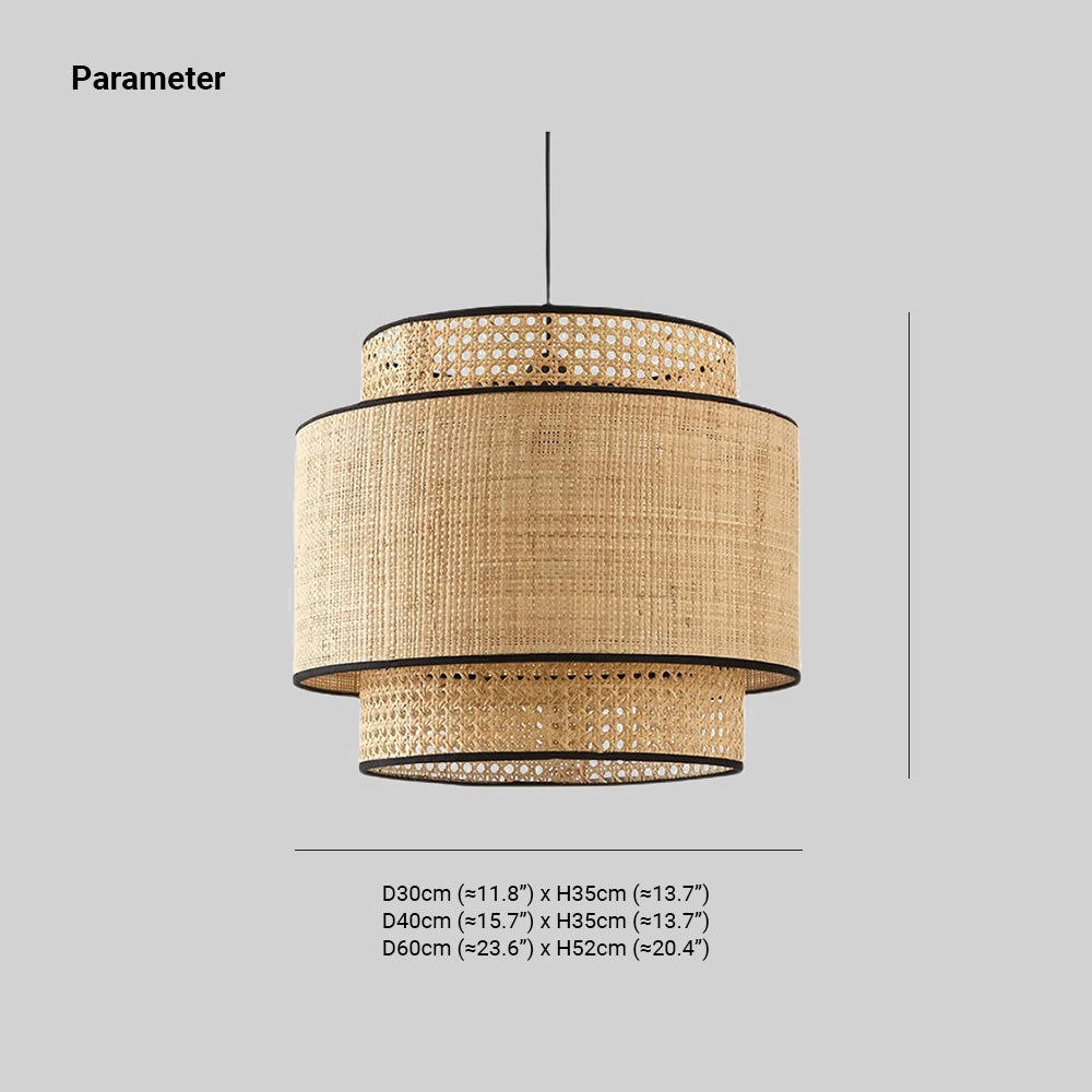 Ritta Suspension Cylindre Naturelle, Metal/Rotin, Bois, Salon