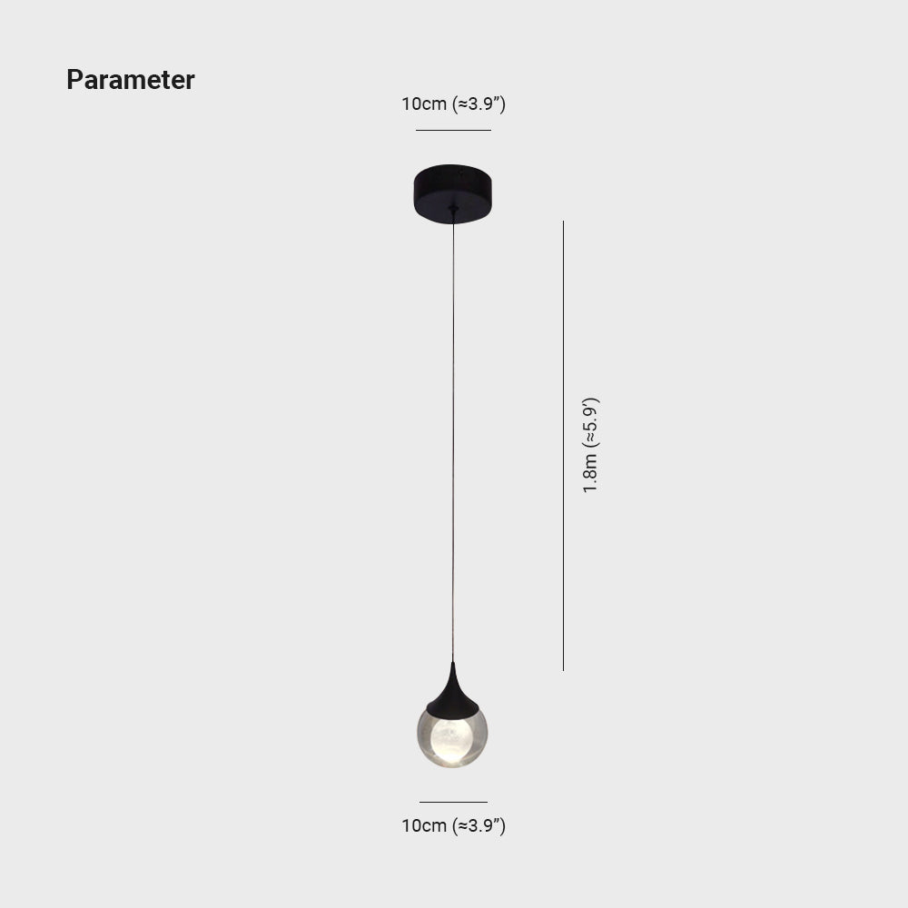 Aria Suspension Globe Inhabituel, Métal/Cristal, Noir/Blanc, Chevet/Salon