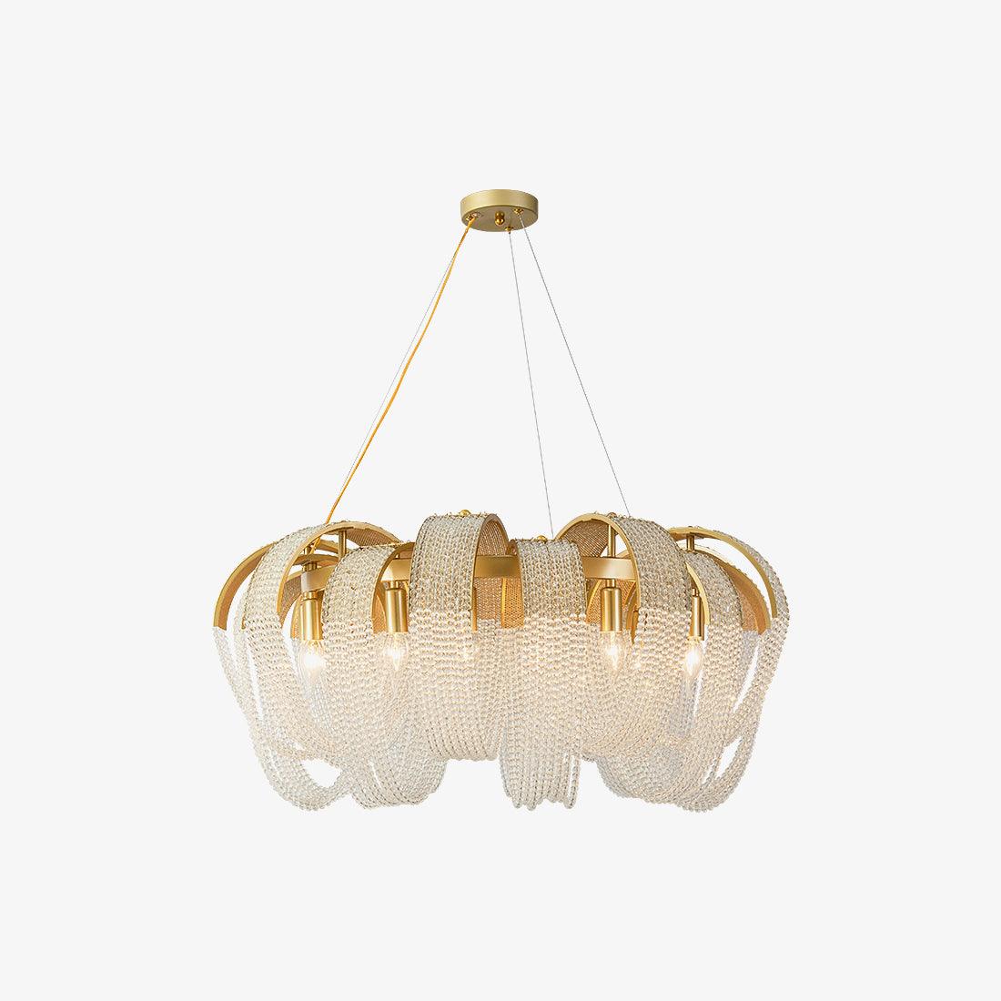 Lustra Chandelier Mesh Crystal Gold Waterfall Sparkle - Letslighting