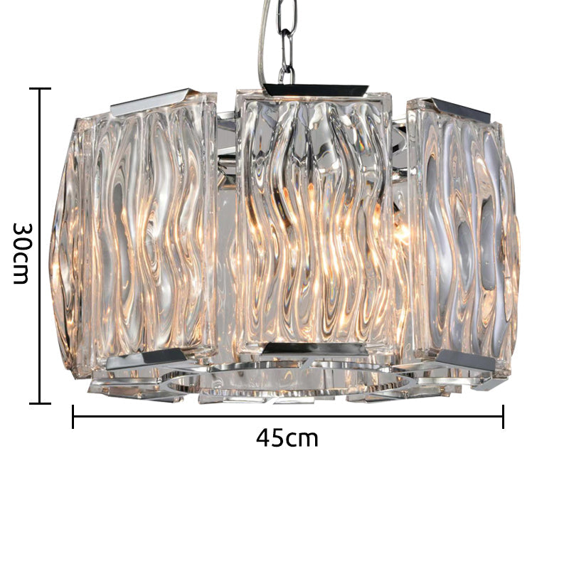 Kristy Lustre Rectangulaire Cristal, Métal/Cristal, Dégagé/Champagne, Salon