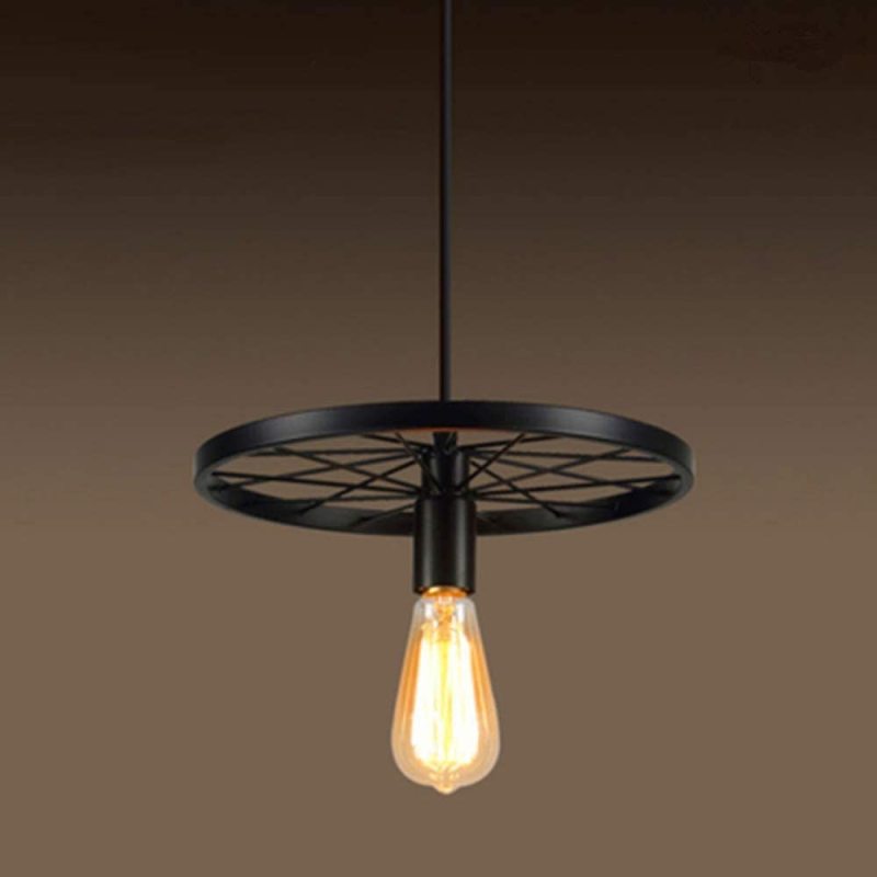 Silva Suspension Ronde Rétro, Métal, Noir/Rouille, Chambre à Coucher/Salon