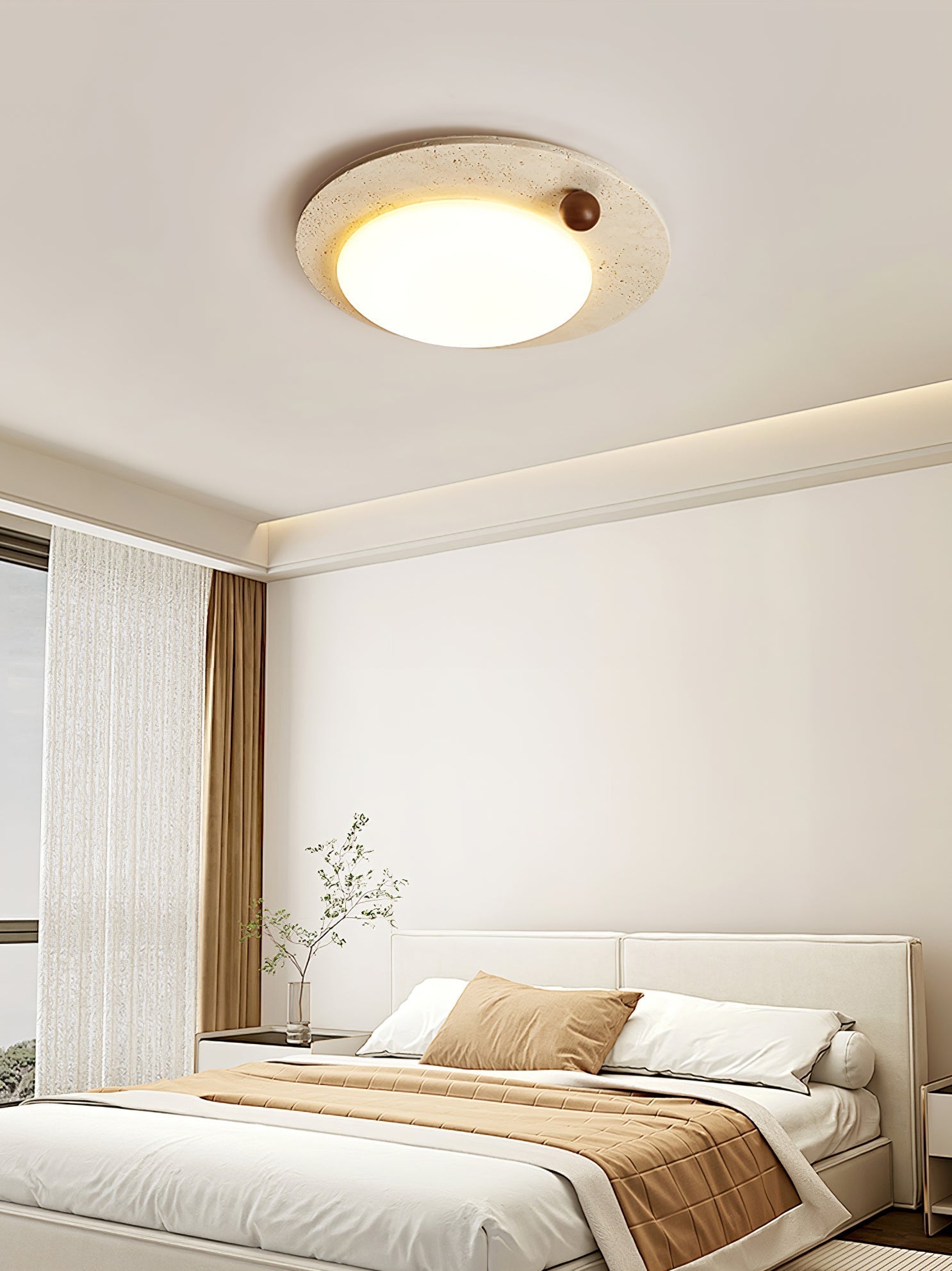 Circular Travertine Ceiling Light - Letslighting