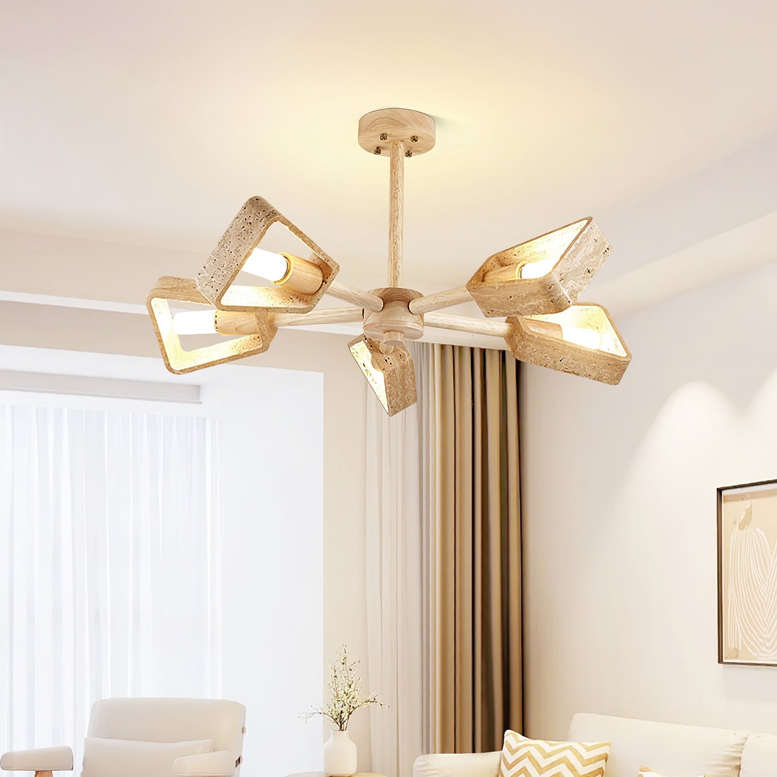 Hedra Travertone Geometric Chandelier - Letslighting