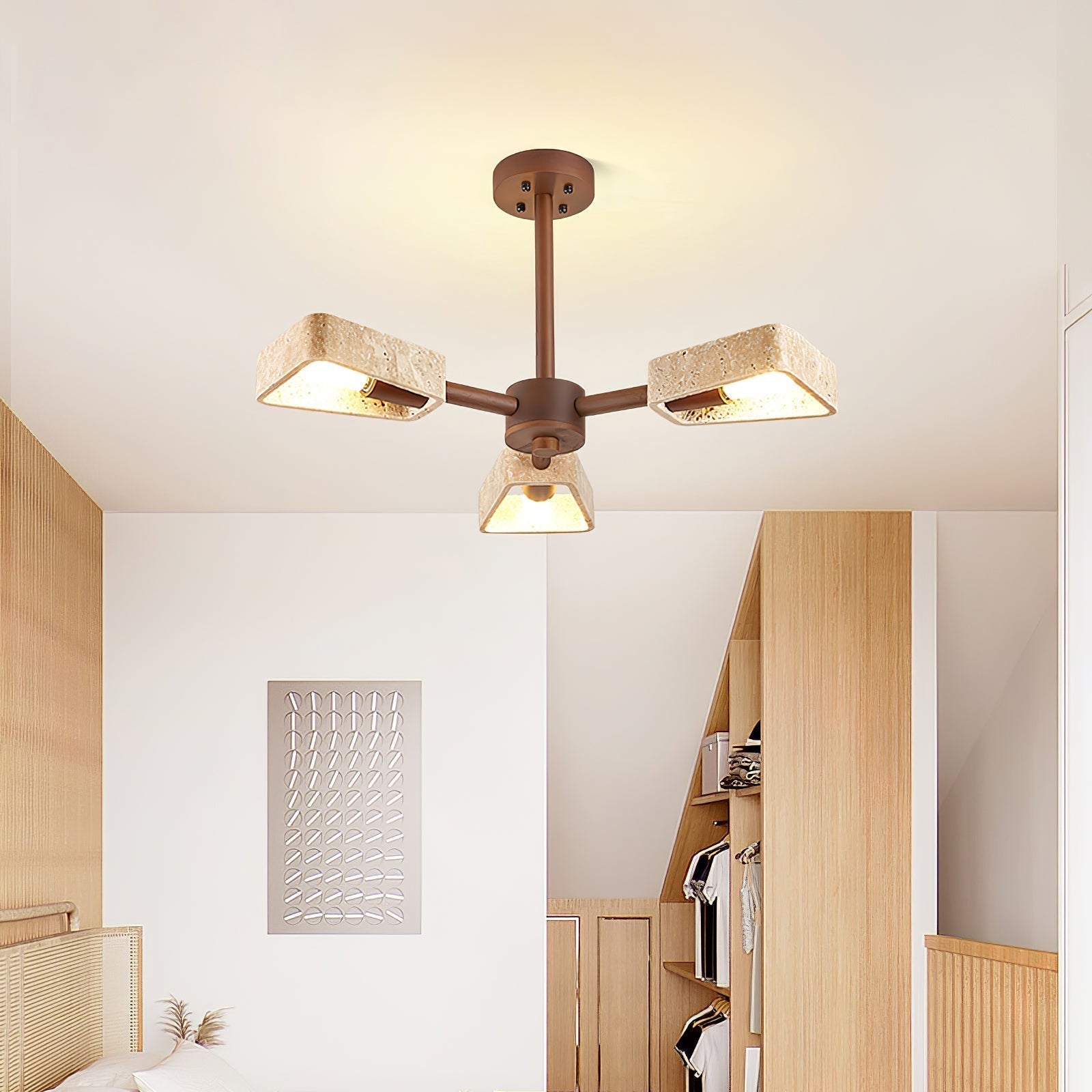 Hedra Travertone Geometric Chandelier - Letslighting