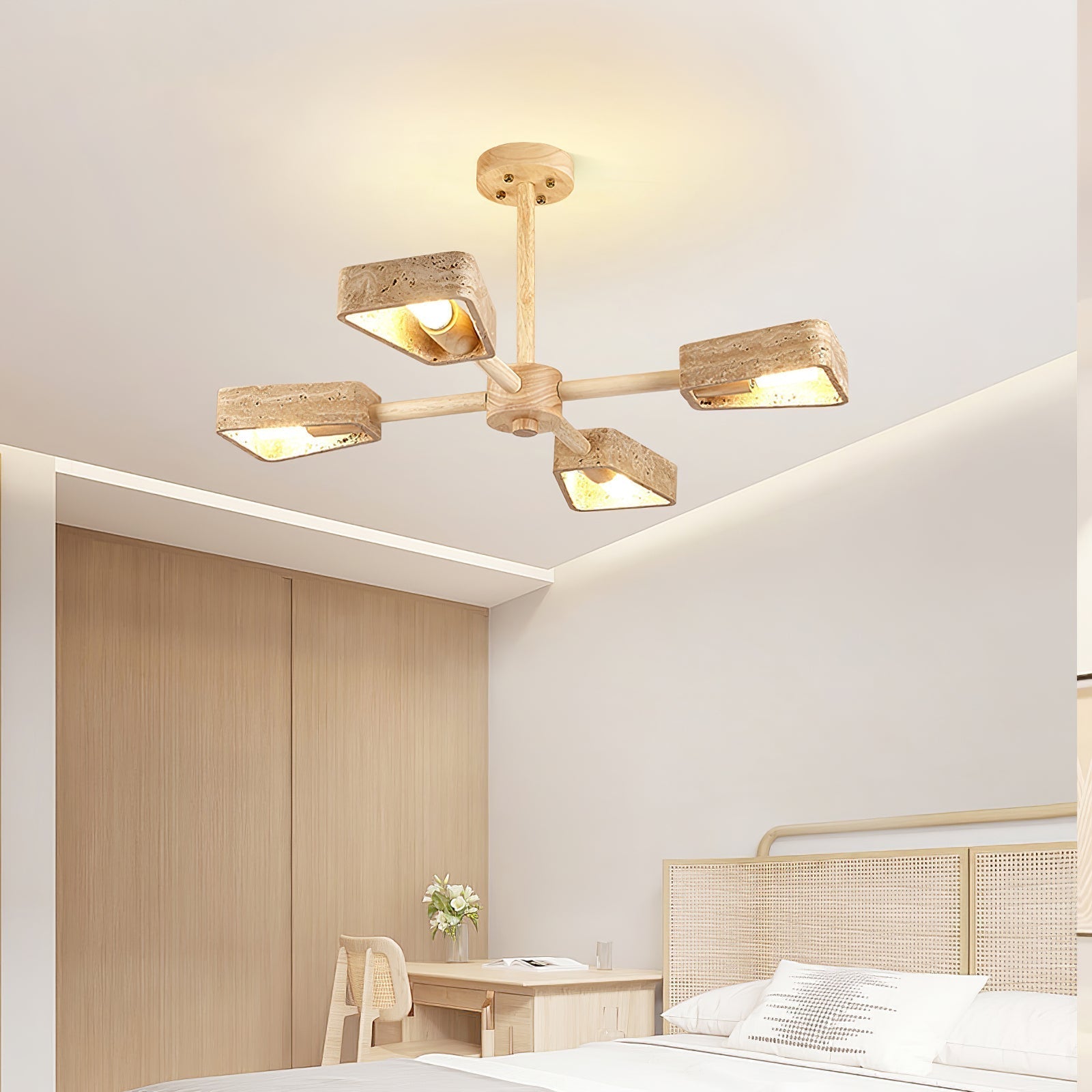 Hedra Travertone Geometric Chandelier - Letslighting