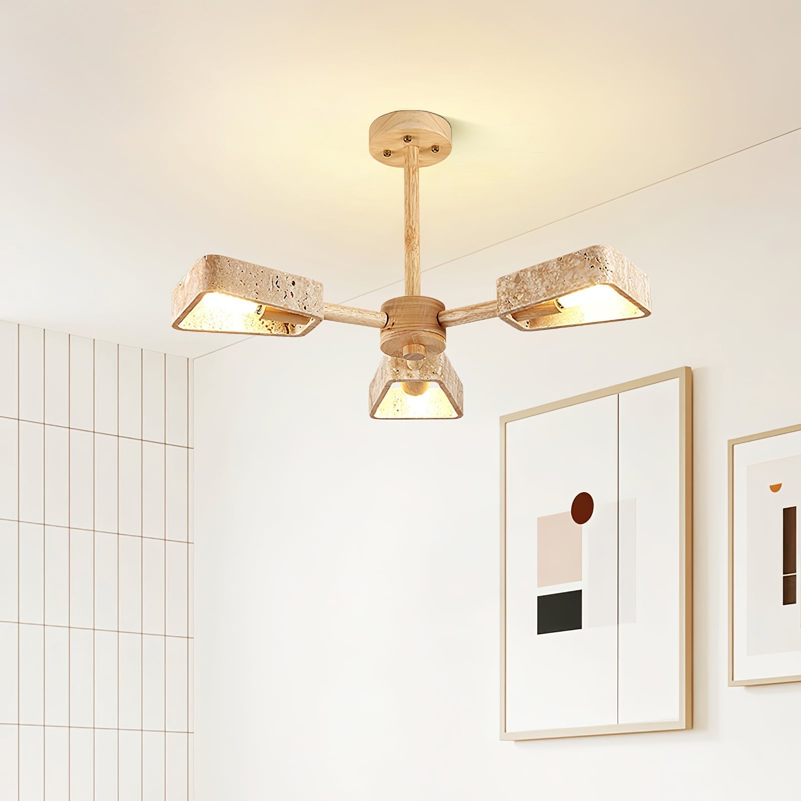 Hedra Travertone Geometric Chandelier - Letslighting