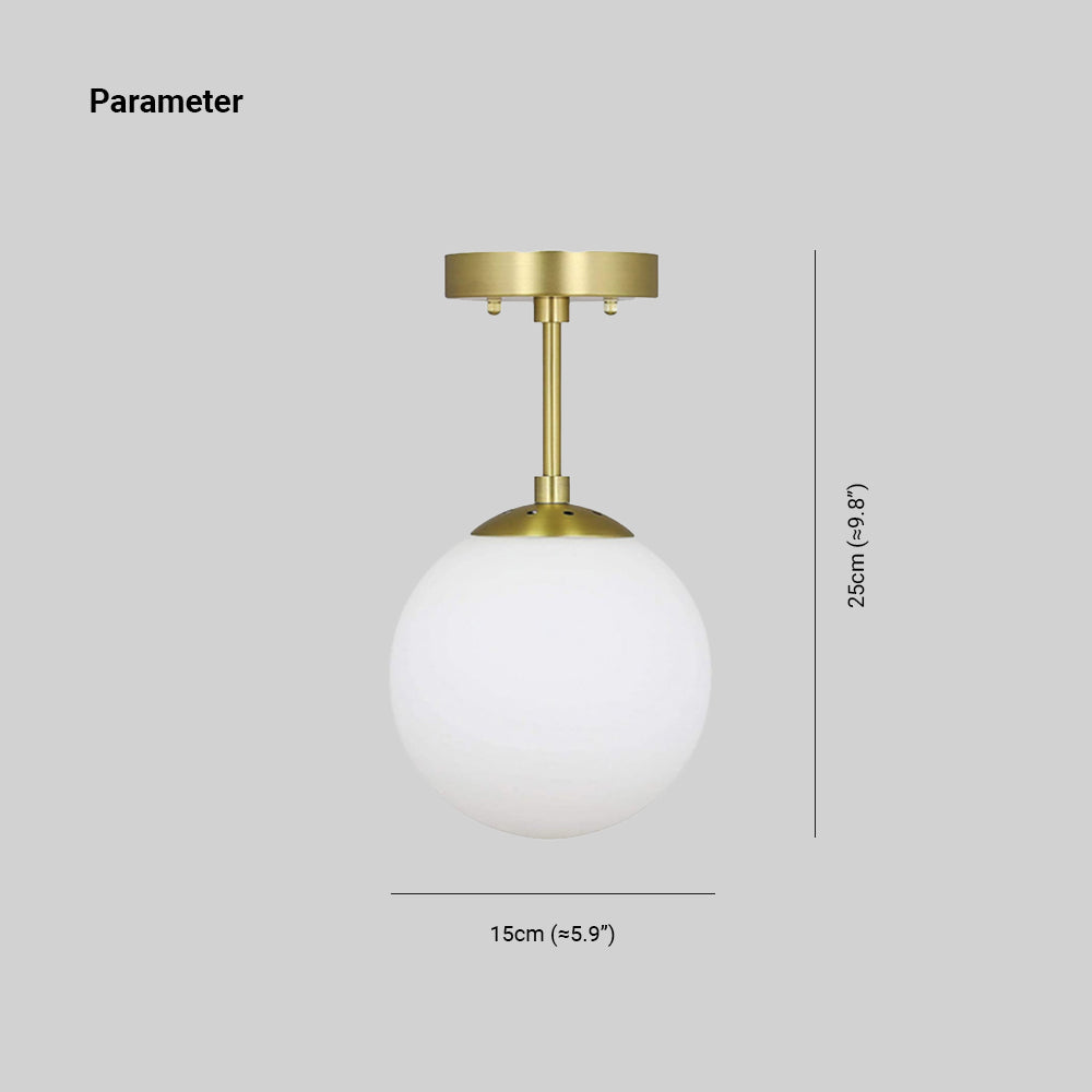 Valentina Plafonnier Boule Moderne, Métal/Verre, Noir/Doré, Salon
