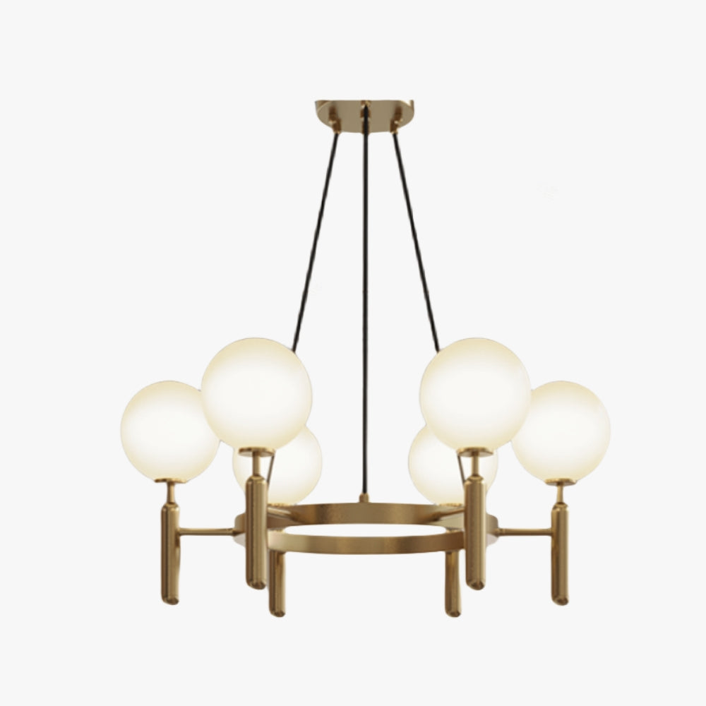 Kristy Luminaire LED Lustre Moderne Verre/Métal Doré/Blanc Salon
