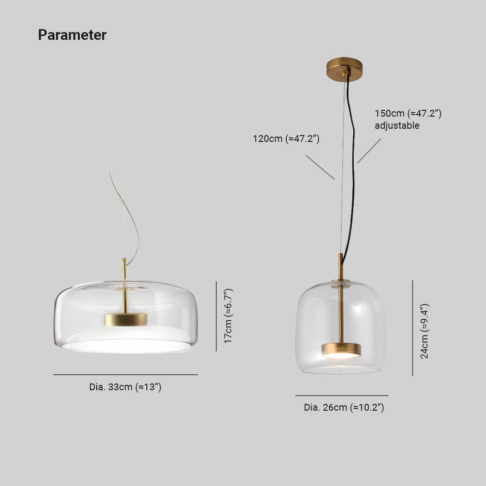 Valentina Suspension Cylindre Moderne Verre, Claire/Grise Fumée/Ambre