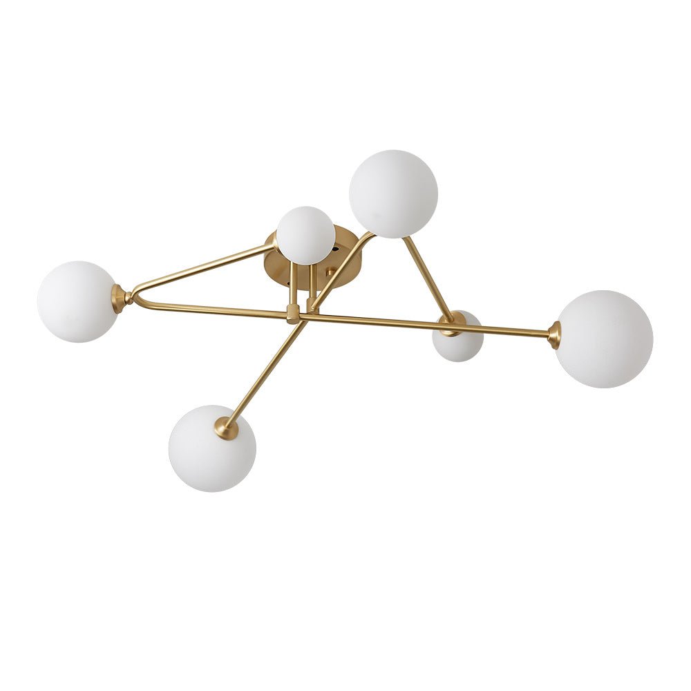 Lysvit Linear Metal Glass Semi Flush Mount Ceiling Light - Lamp Copper