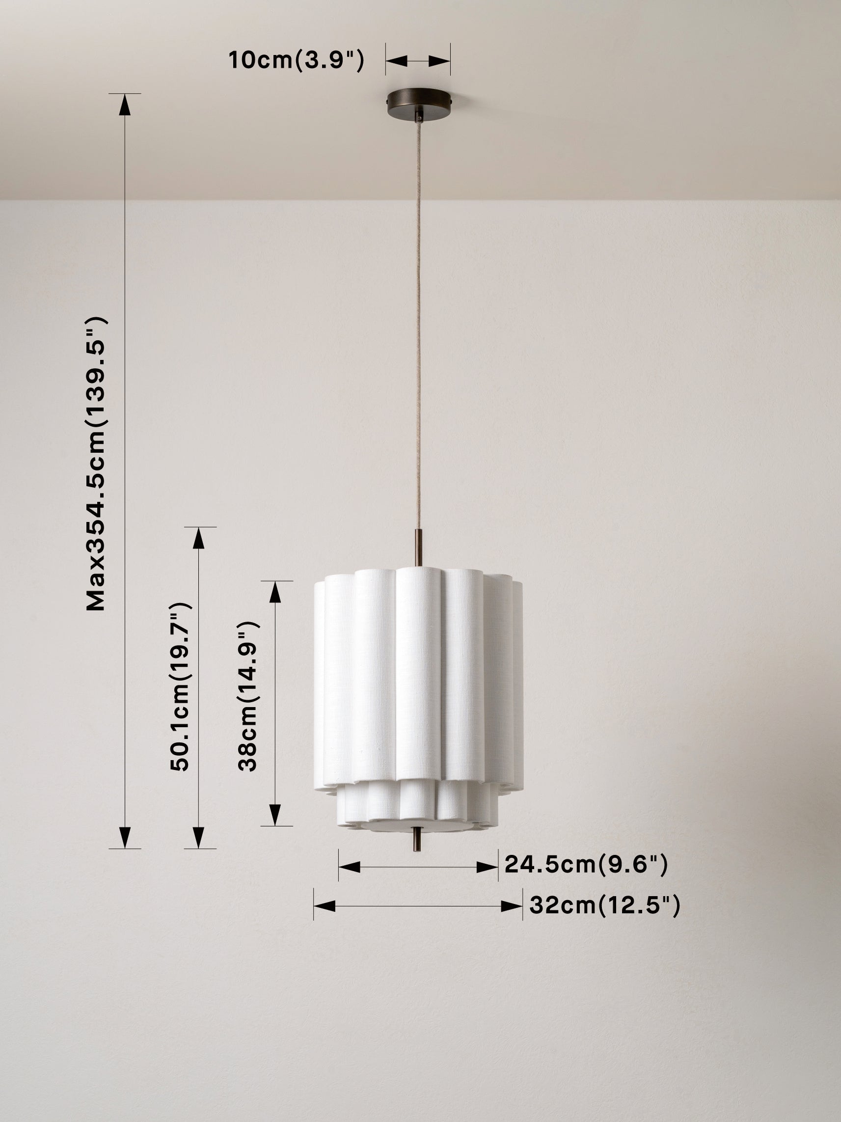Folia petite suspension festonnée en lin naturel