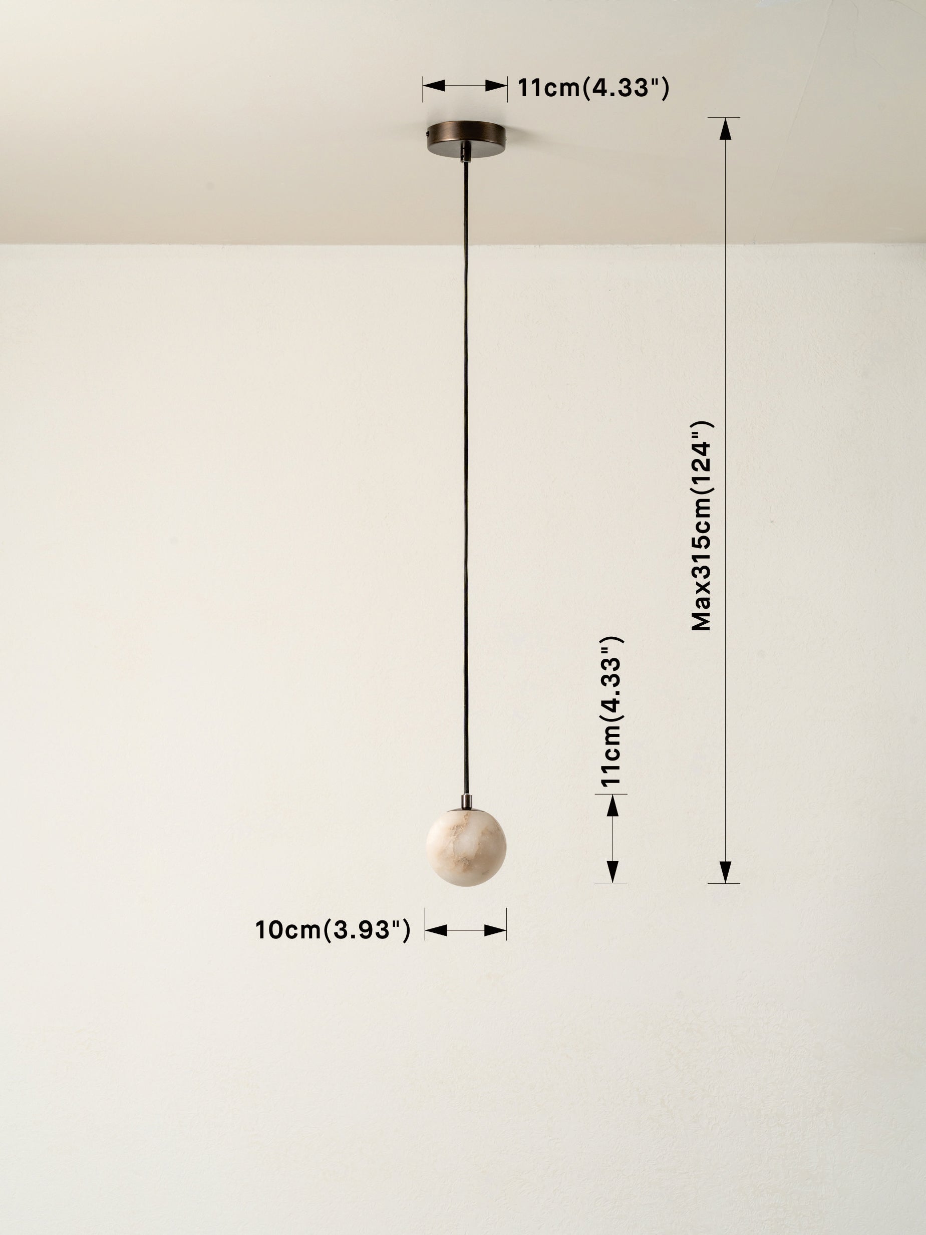 Globa Suspension de plafond en albâtre et bronze