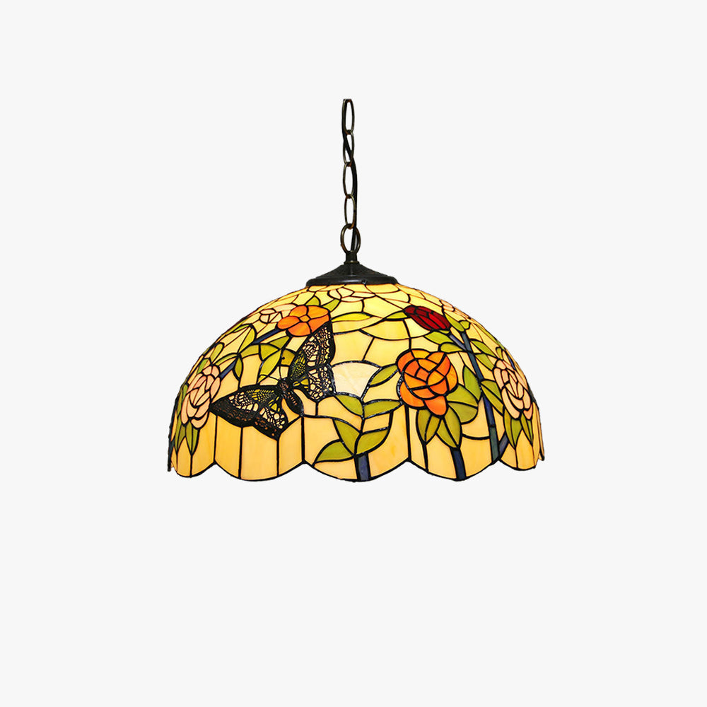 Tiffany Vintage Bunte Schmetterling Hängelampe Glas Flur