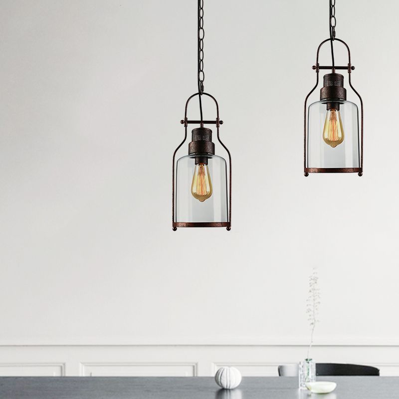 Epoch LED Suspension Noir Rouille Verre Métal Chambre à coucher