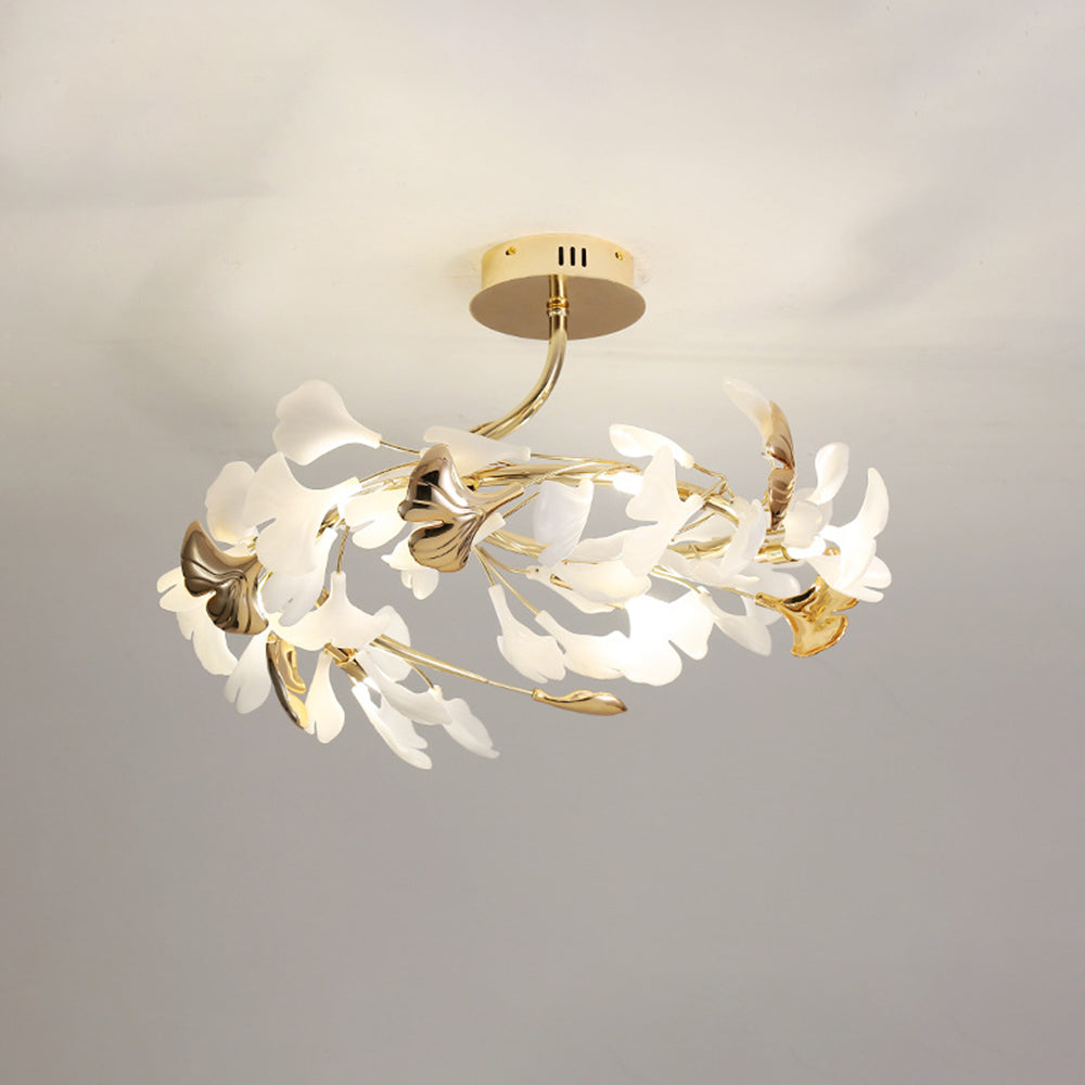 Olivia Design Plafonnier Floral Moderne Métal/Céramique Doré Salon/Chambre à Coucher