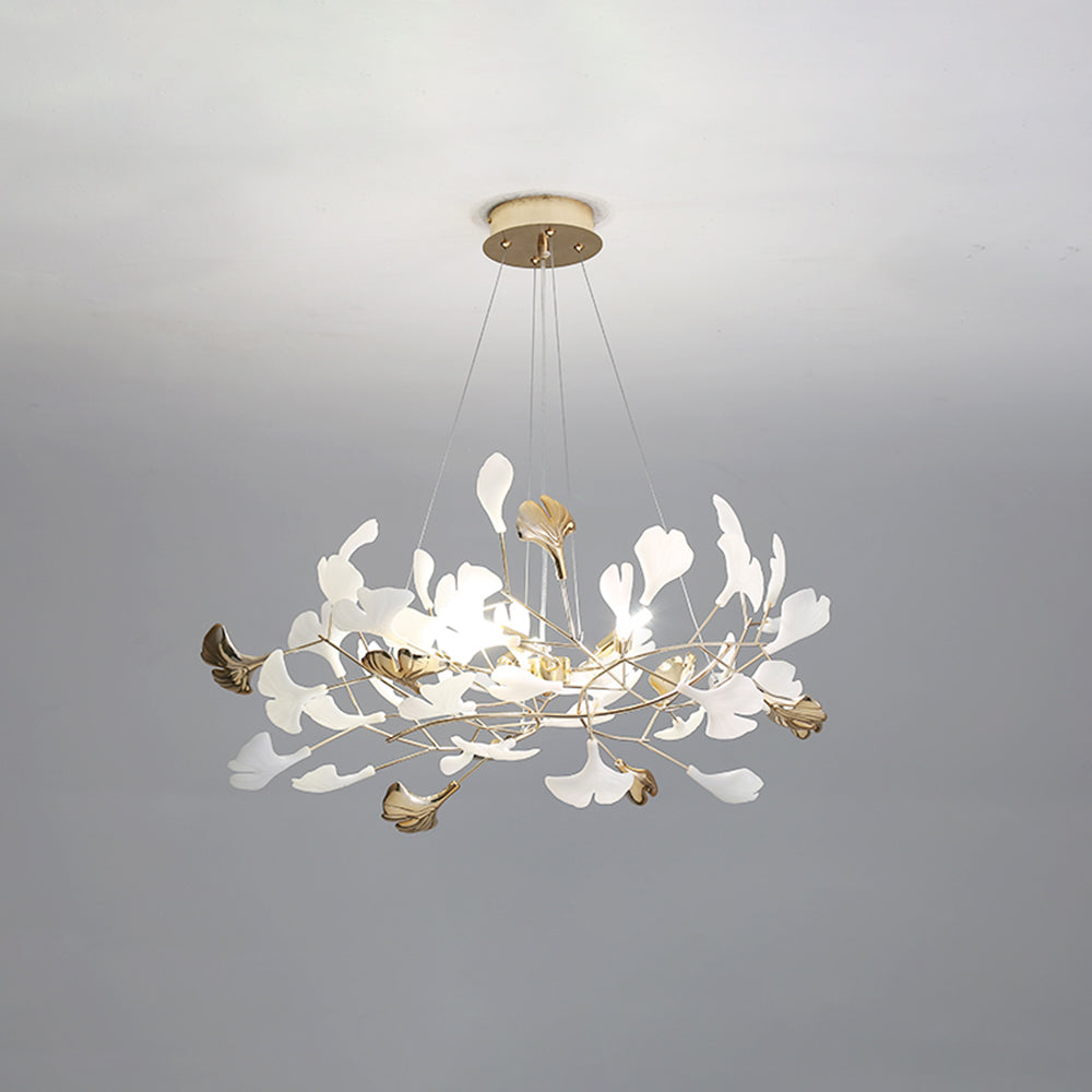 Olivia Suspension Feuille/Multi Moderne Métal/Céramique Doré/Blanc Salon
