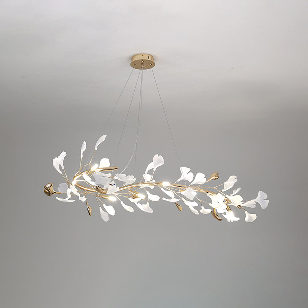 Olivia Luminaires Suspensions Feuille Moderne Céramique/Métal Doré/Blanc Bureau/Salle à Manger
