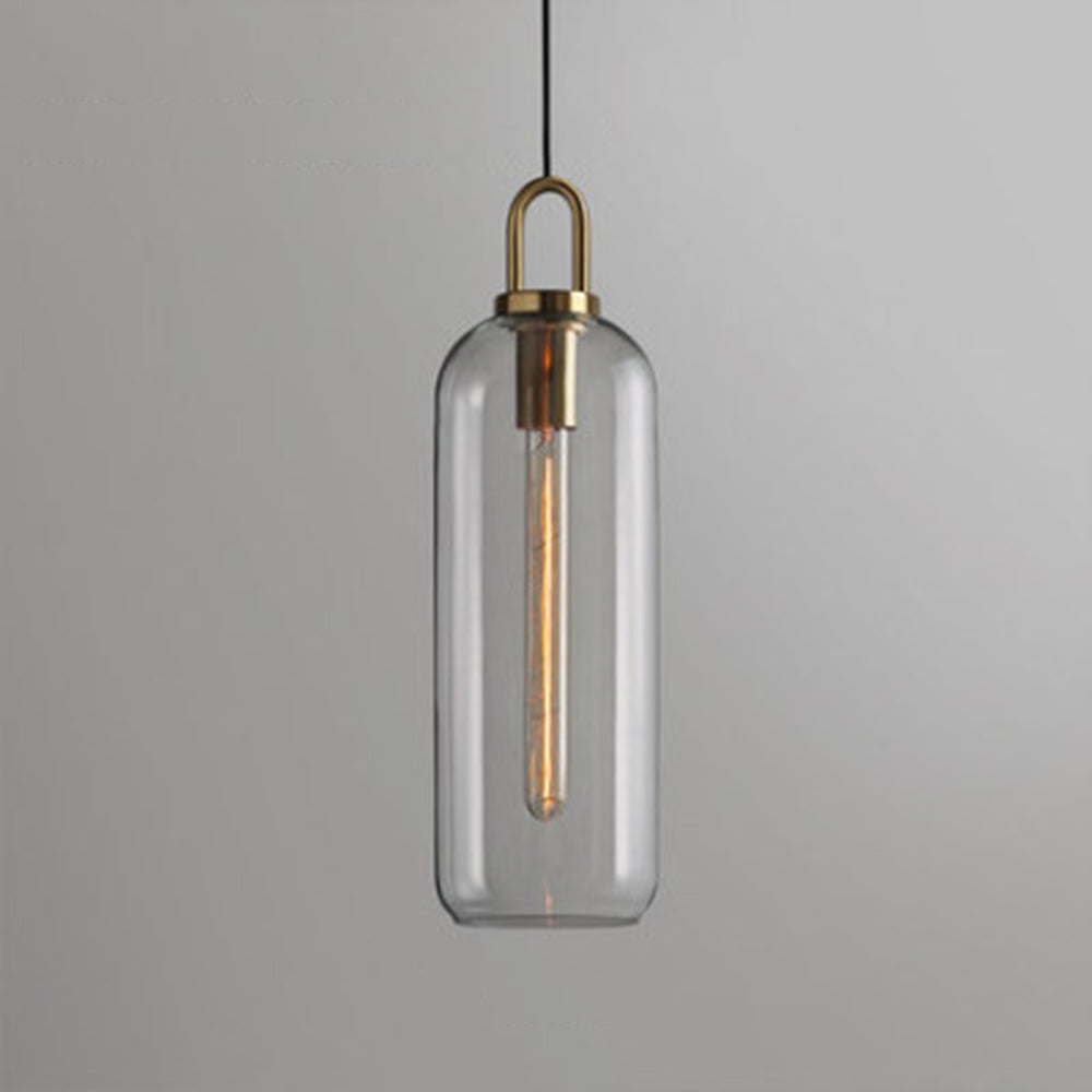 Valentina Luminaires Suspensions Cylindre Moderne Métal/Verre Gris Fumé/Clair Salon/Bureau