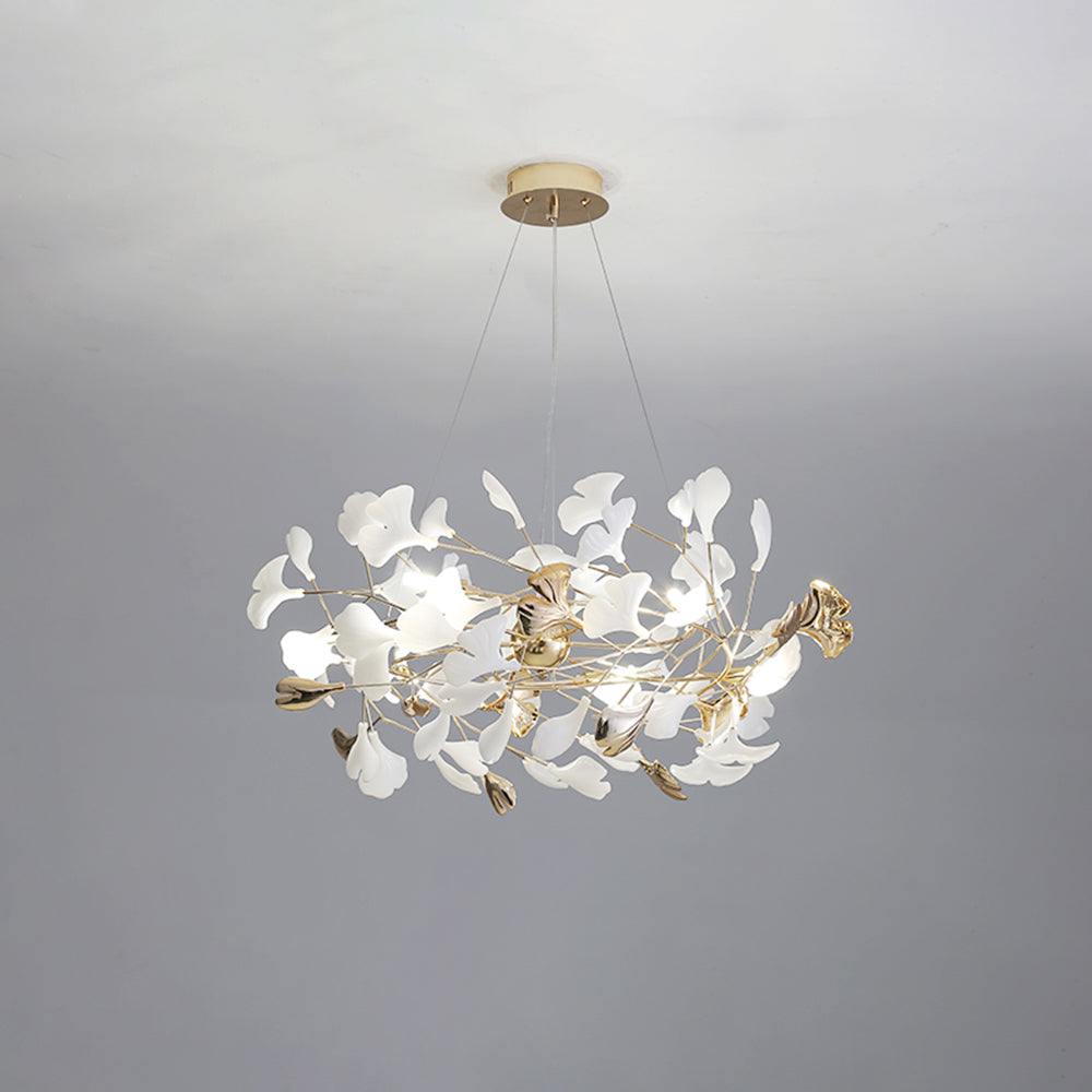 Olivia Suspension Feuille/Multi Moderne Métal/Céramique Doré/Blanc Salon