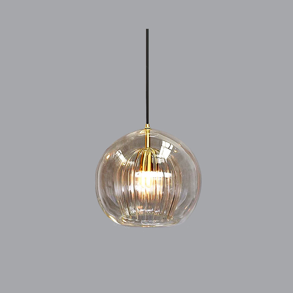 Valentina Suspension Bulle Nordique Verre Transparent/Doré Salon/Chambre