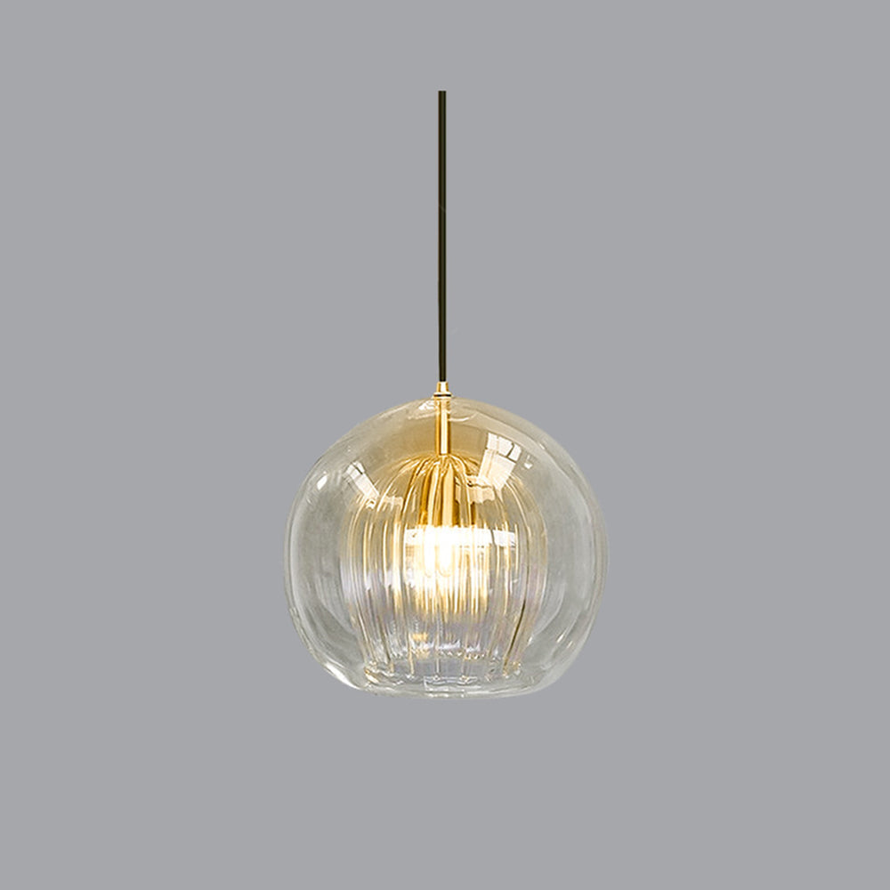 Valentina Suspension Bulle Nordique Verre Transparent/Doré Salon/Chambre
