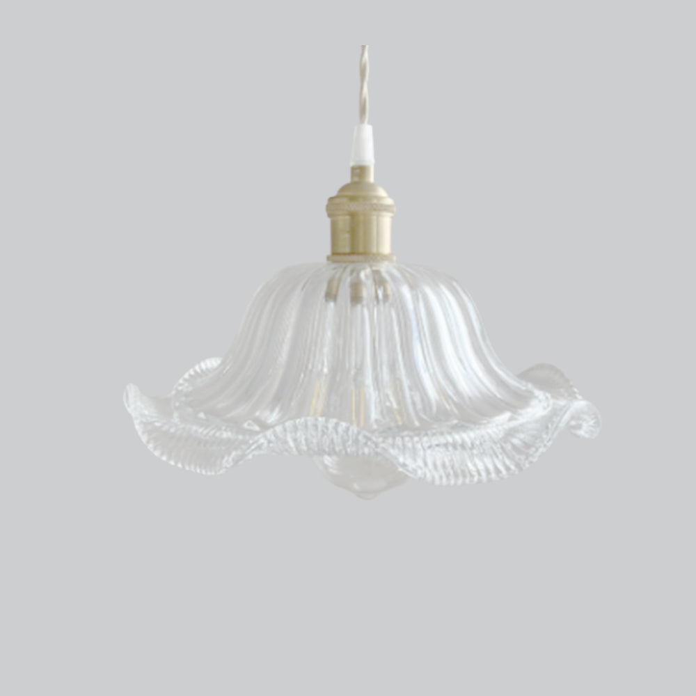 Valentina Luminaires Suspensions Art Deco Floral Vintage Métal/Verre Doré/Clair Salon/Chambre à Coucher