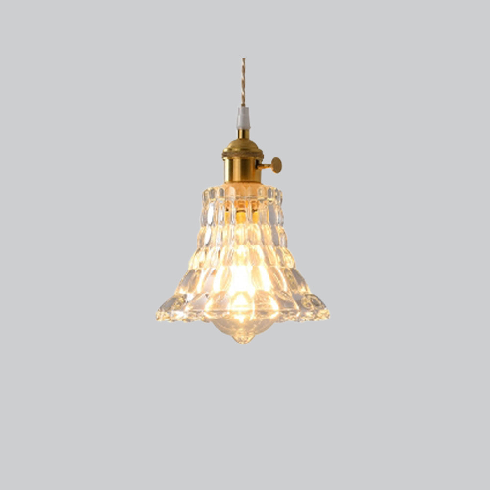 Valentina Luminaires Suspensions Art Deco Floral Vintage Métal/Verre Doré/Clair Salon/Chambre à Coucher
