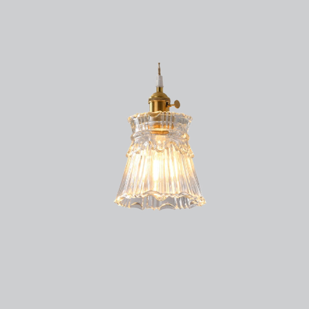 Valentina Luminaires Suspensions Art Deco Floral Vintage Métal/Verre Doré/Clair Salon/Chambre à Coucher