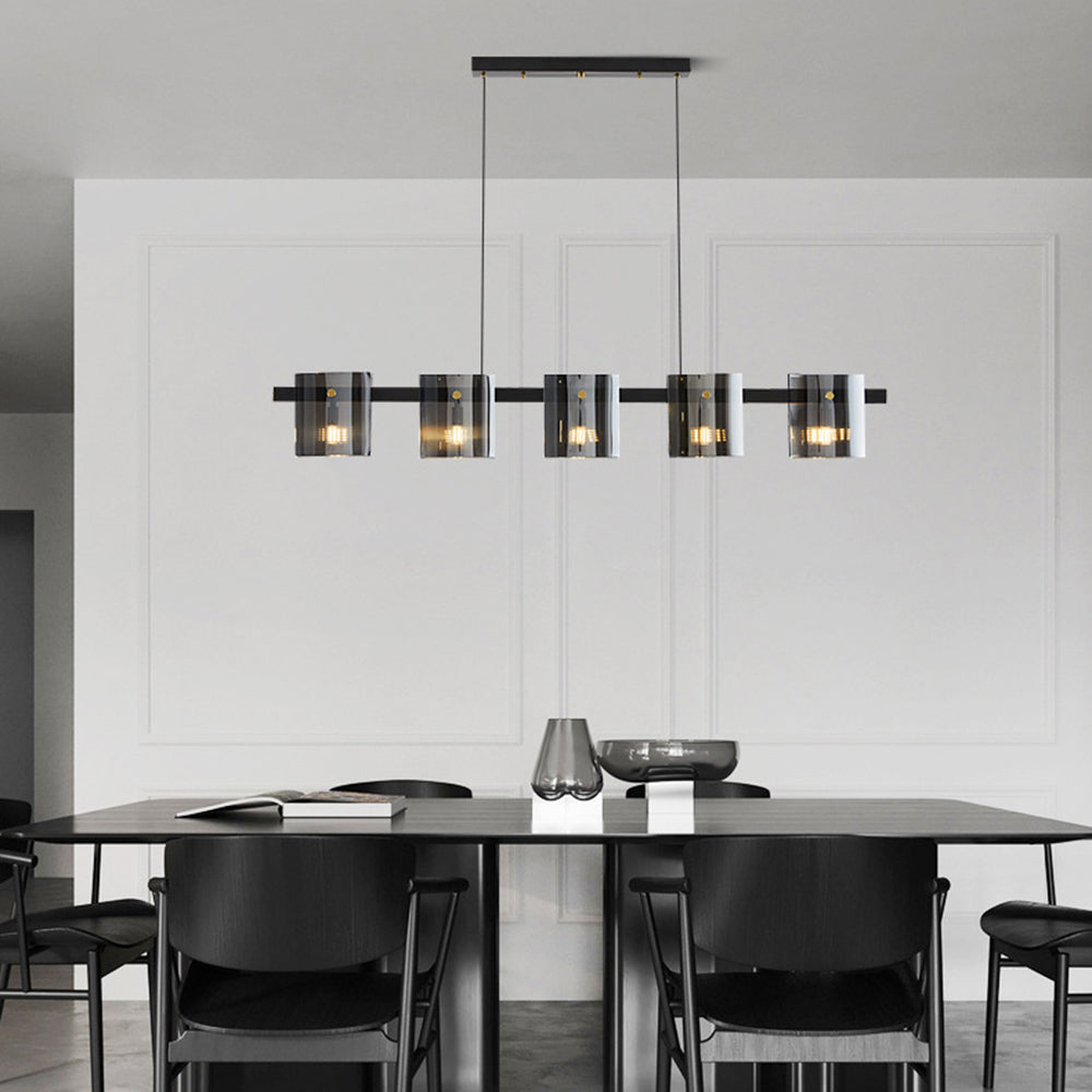 Arisha Suspension Cylindre Nordique, Cuivre/Verre, Noir/Or, Bar/Cuisine