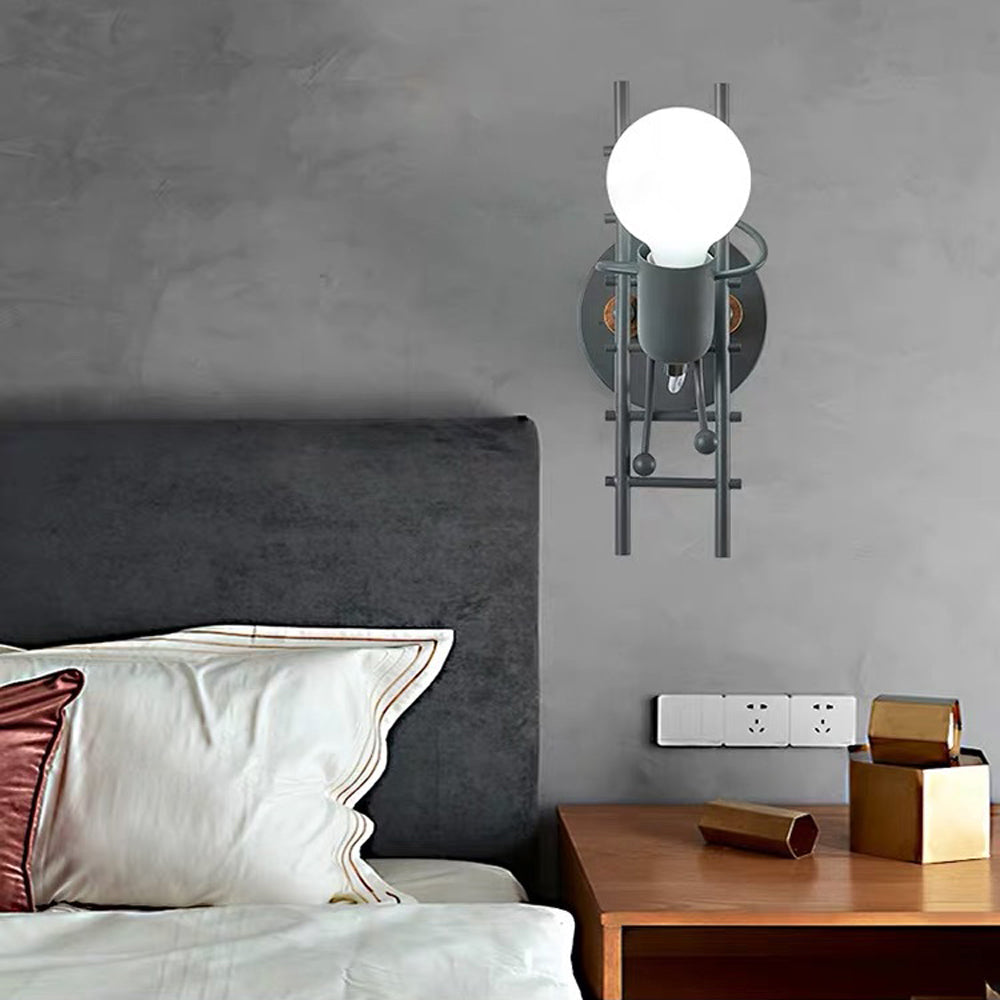 Luxo Applique Murale Rétro LED Métal/Bois de Caoutchouc Couloir 3 Couleur
