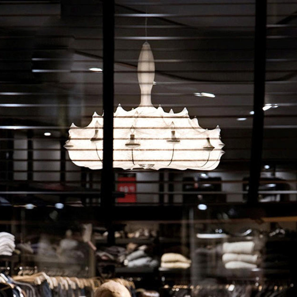 Ritta Suspension Vintage, Métal/Soie, Blanc, Salon/Salle à Manger
