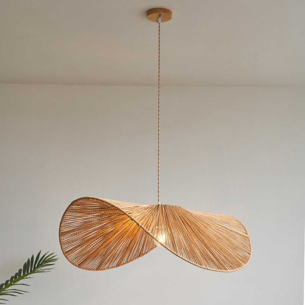 Ritta Twine Suspension Ronde Naturelle, Métal/Rotin, Marron/Beige, Cuisine/Bureau