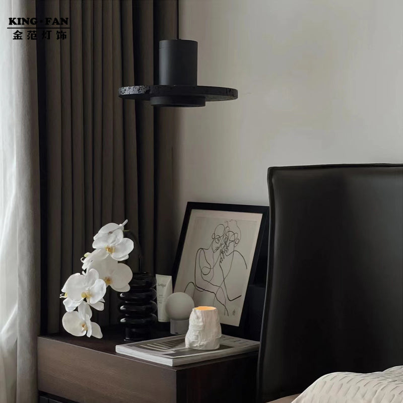 Arisha Suspension Cylindre Moderne, Pierre, Noir, Chambre
