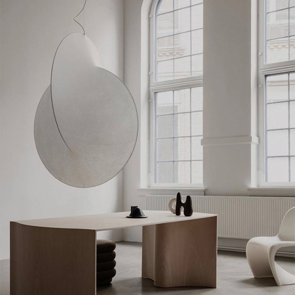 Ritta Suspension Boule Moderne, Métal/Soie, Blanc, Salon/Chambre à Coucher