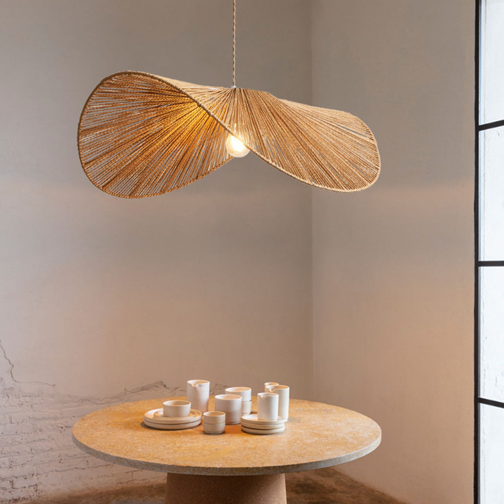 Ritta Twine Suspension Ronde Naturelle, Métal/Rotin, Marron/Beige, Cuisine/Bureau