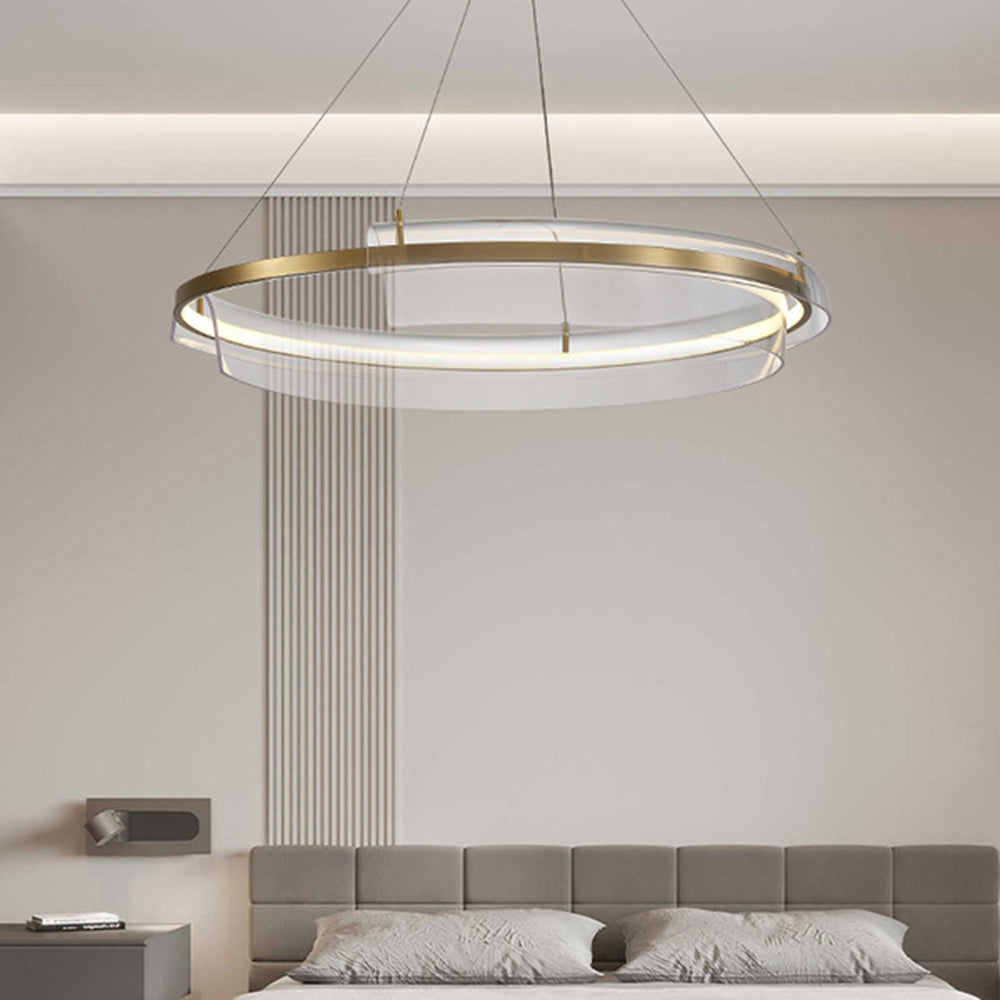 Arisha Suspension Ronde Moderne, Métal/Acrylique, Doré, Salon/Chambre à Coucher