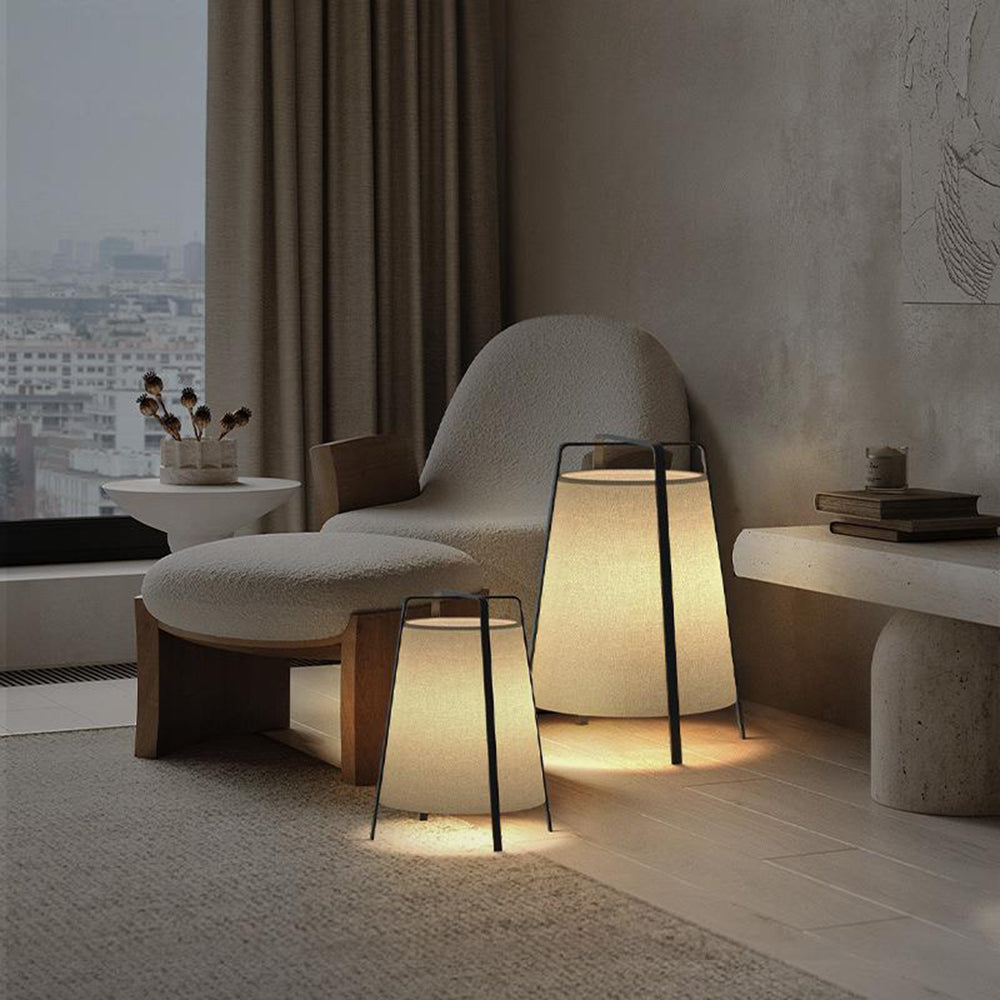 Ritta Lampadaire Dôme Nordique, Métal/Tissu, Beige, Chambre à Coucher