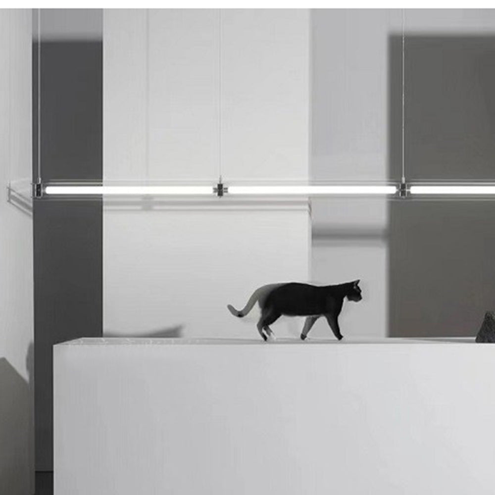 Ray Suspension Linéaire Classique, Métal/Verre, Blanc, Salle à Manger/Chevet