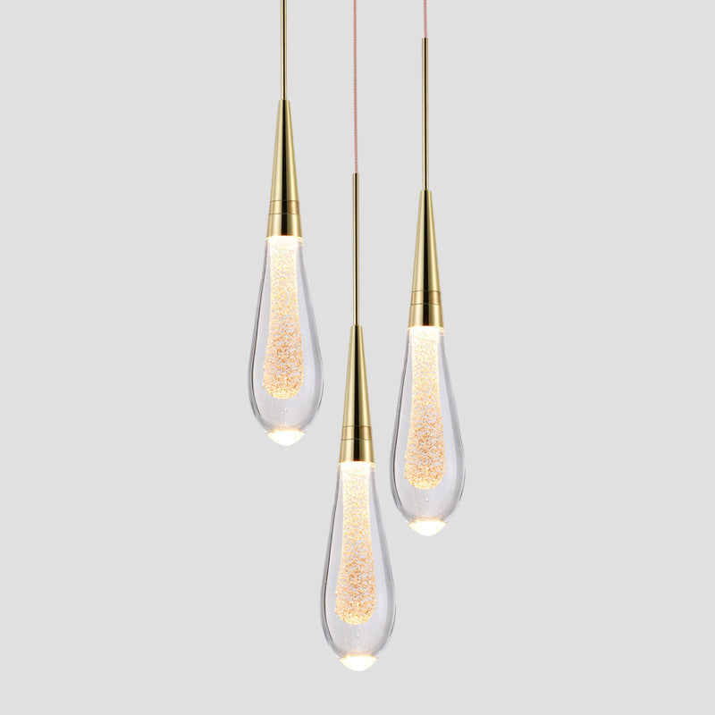 Kristy Suspension Goutte Design Doré Salon