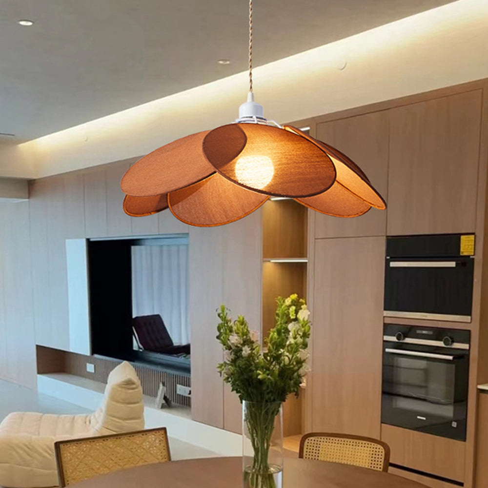 Ritta Suspension Petale Contemporain, Metal/Tissu, Orange/Marron/Beige, Salon