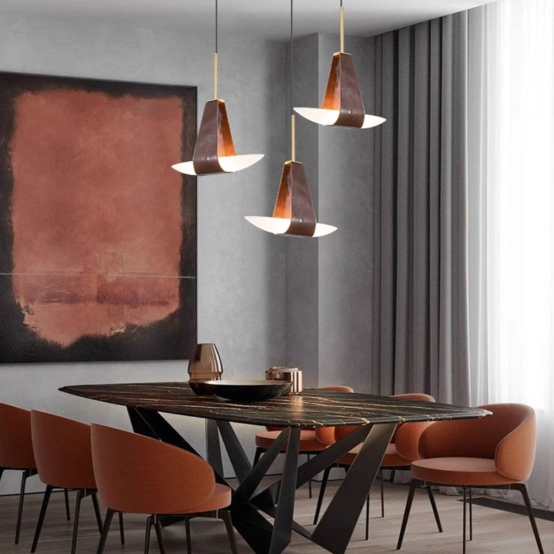 Valentina Suspension Luminaire Industrielle Rouge Verre Métal Salon