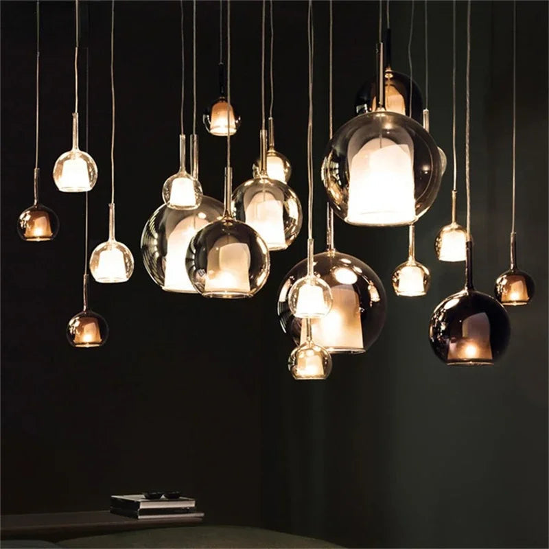 Valentina Moderne Sphère LED Suspension Verre Salle à Manger