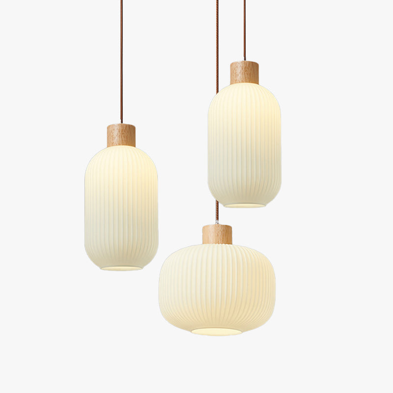 Muto Luminaires Suspension LED Moderne Bois/Verre Salon/Salle à manger