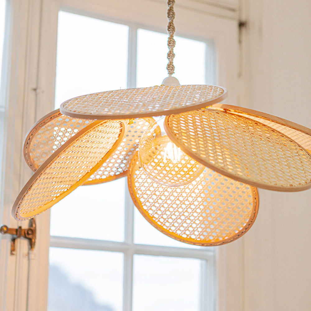 Ritta Suspension Petale Naturelle, Metal/Rotin, Bois, Chambre à Coucher