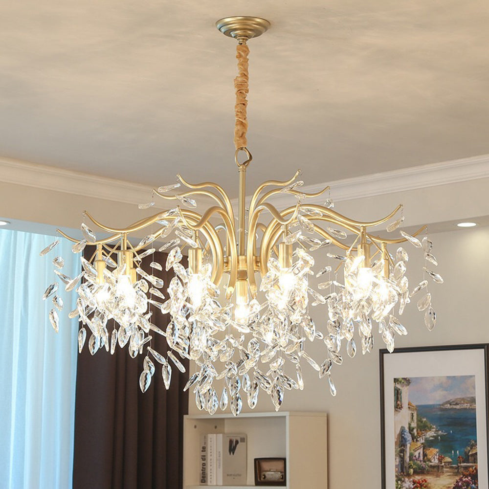 Kristy Suspension Multi Luxueux, Cristal/Cuivre, Noir/Or, Salon