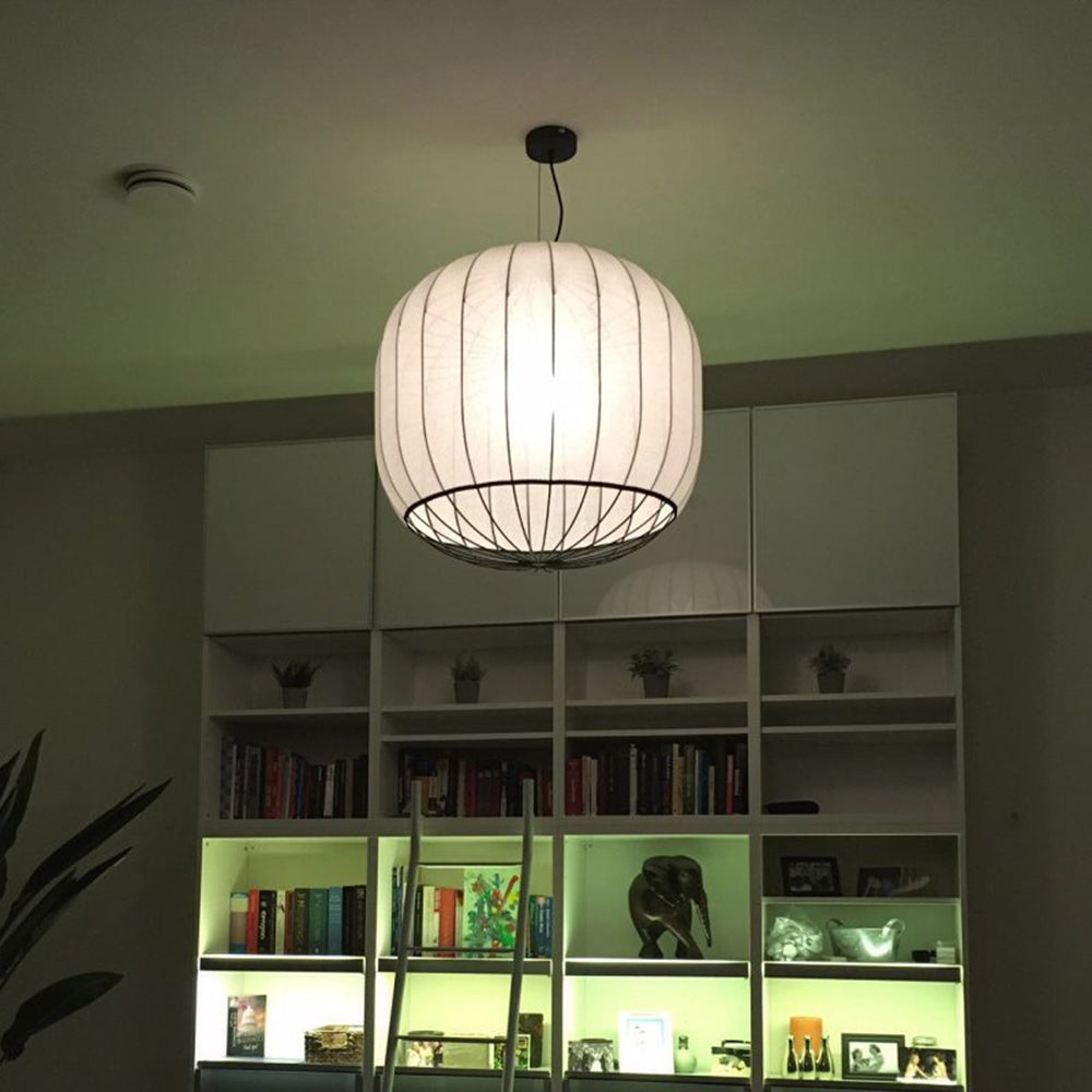 Ritta Suspension Vintage, Métal/Tissu, Blanc/Noir, Salon